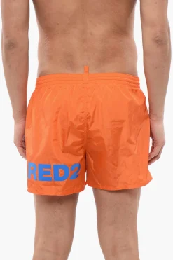 Cotume da Bagno Boxer con Logo a Contrasto>Dsquared2 Outlet
