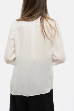 COUTURE Blusa in Chiffon Desing a Contrasto con Bottoni Gioiello>Moschino Discount