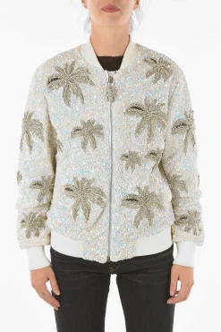 Sale COUTURE Bomber ALOHA PLEIN con Paillettes e Cristalli All-Over Donna Giubbotti