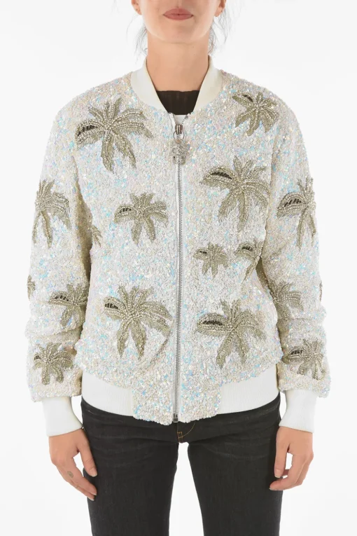 Sale COUTURE Bomber ALOHA PLEIN con Paillettes e Cristalli All-Over Donna Giubbotti