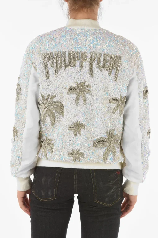 Sale COUTURE Bomber ALOHA PLEIN con Paillettes e Cristalli All-Over Donna Giubbotti