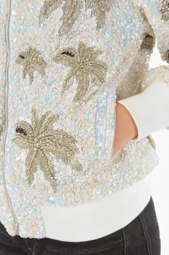 Sale COUTURE Bomber ALOHA PLEIN con Paillettes e Cristalli All-Over Donna Giubbotti