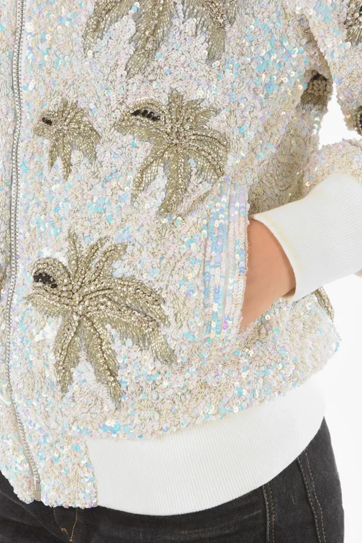 Sale COUTURE Bomber ALOHA PLEIN con Paillettes e Cristalli All-Over Donna Giubbotti