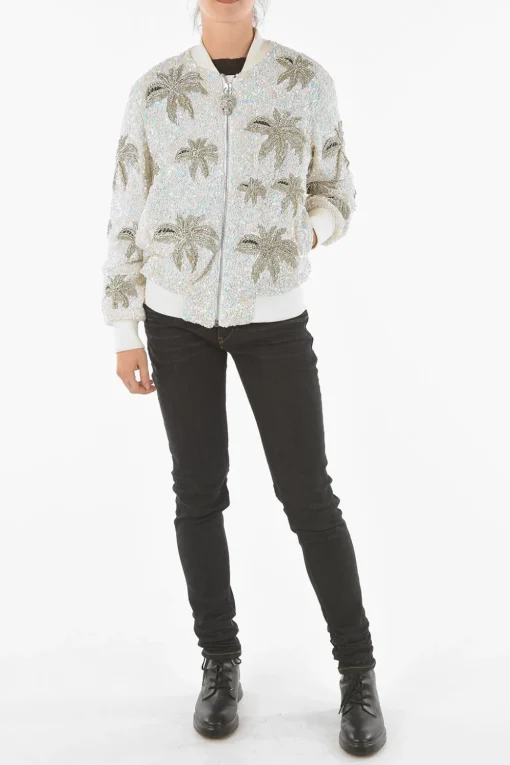 Sale COUTURE Bomber ALOHA PLEIN con Paillettes e Cristalli All-Over Donna Giubbotti