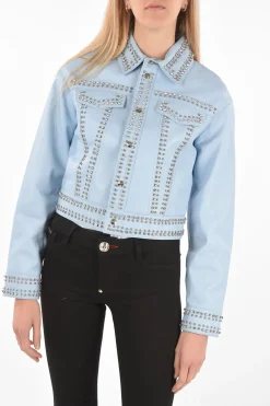 Clearance COUTURE Bomber in Pelle CRYSTAL impreziosito da cristalli e borchie Donna Giubbotti