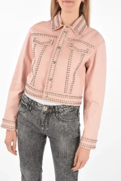 COUTURE Bomber in Pelle CRYSTAL impreziosito da cristalli e borchie>Philipp Plein Sale