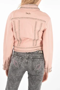 COUTURE Bomber in Pelle CRYSTAL impreziosito da cristalli e borchie>Philipp Plein Sale