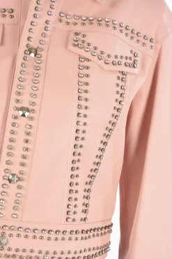 COUTURE Bomber in Pelle CRYSTAL impreziosito da cristalli e borchie></noscript>Philipp Plein Sale