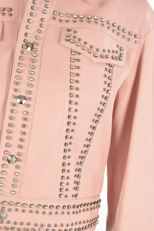COUTURE Bomber in Pelle CRYSTAL impreziosito da cristalli e borchie>Philipp Plein Sale