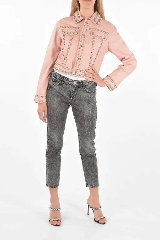 COUTURE Bomber in Pelle CRYSTAL impreziosito da cristalli e borchie>Philipp Plein Sale
