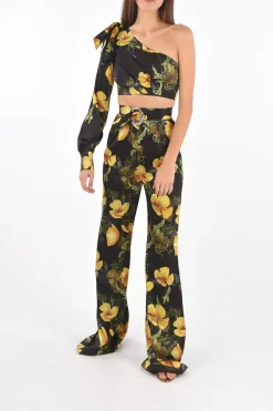 COUTURE completo boot cut con top crop monospalla in seta>Philipp Plein Online