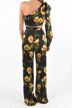 COUTURE completo boot cut con top crop monospalla in seta>Philipp Plein Online