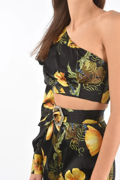 COUTURE completo boot cut con top crop monospalla in seta>Philipp Plein Online