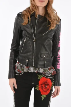 COUTURE giubbotto biker ANGEL in pelle>Philipp Plein Clearance