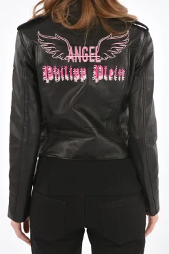 COUTURE giubbotto biker ANGEL in pelle>Philipp Plein Clearance