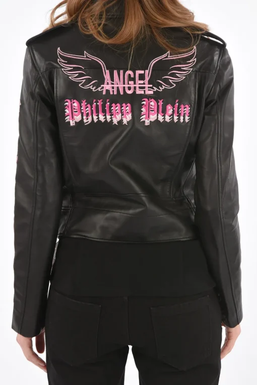 COUTURE giubbotto biker ANGEL in pelle>Philipp Plein Clearance