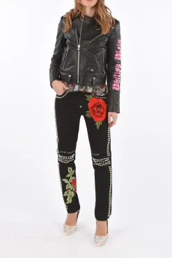COUTURE giubbotto biker ANGEL in pelle></noscript>Philipp Plein Clearance