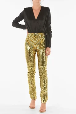 COUTURE Pantaloni Paillettati ELEGANT con Zip alla Caviglia></noscript>Philipp Plein Online