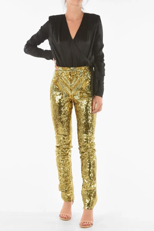 COUTURE Pantaloni Paillettati ELEGANT con Zip alla Caviglia>Philipp Plein Online
