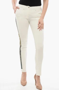 COUTURE Pantaloni VERONIQUE a Gamba Dritta con Banda Laterale in Strass>Philipp Plein Sale