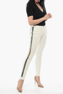 COUTURE Pantaloni VERONIQUE a Gamba Dritta con Banda Laterale in Strass></noscript>Philipp Plein Sale