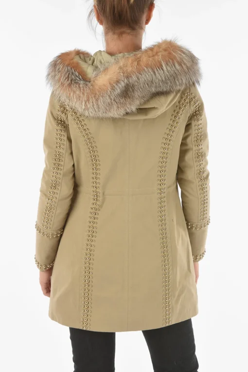 COUTURE Parka AMAZING FUR con Borchie e Bordi in Pelliccia di Volpe>Philipp Plein Hot