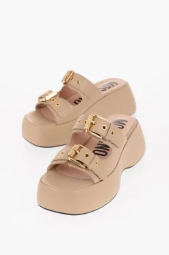 Fashion COUTURE! Sandalo DOLLY75 In Pelle con Doppia Fibbia Dorata 7cm Donna Scarpe Con Tacco