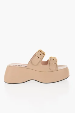 Fashion COUTURE! Sandalo DOLLY75 In Pelle con Doppia Fibbia Dorata 7cm Donna Scarpe Con Tacco