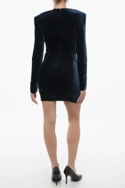 COUTURE Vestito ELEGANT in Velour con Dettaglio Lace-up>Philipp Plein New