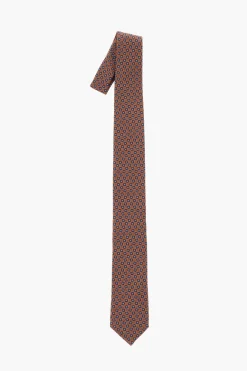 Cravatta a Motivo Geometrico in Seta>Corneliani Fashion