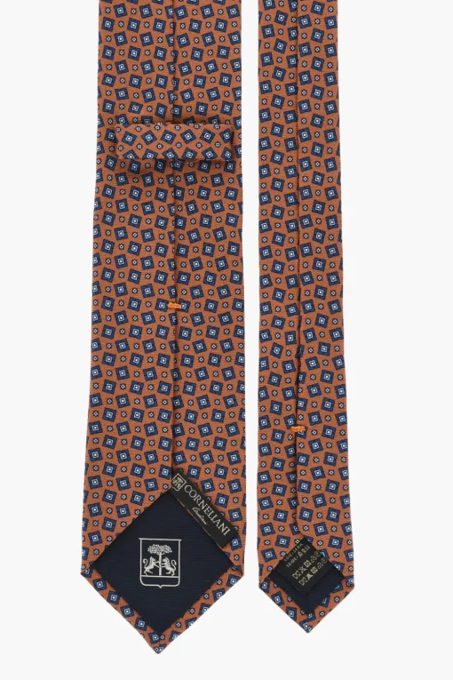 Cravatta a Motivo Geometrico in Seta>Corneliani Fashion