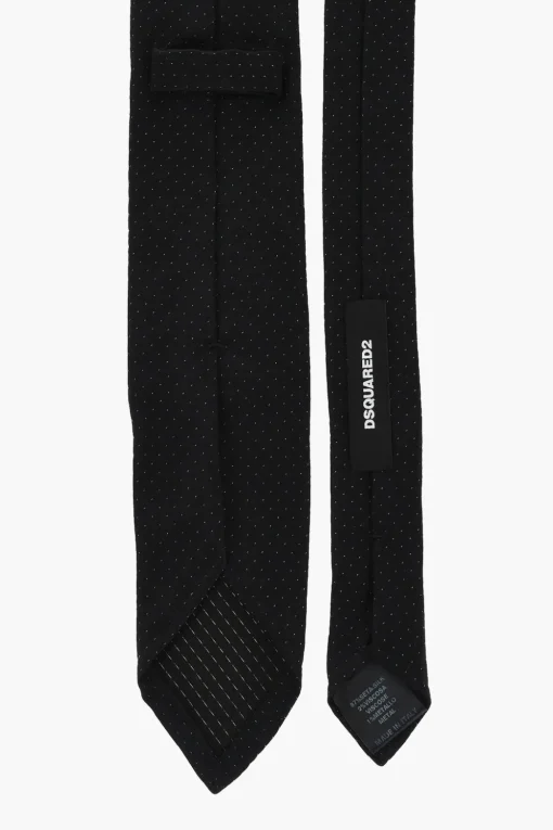 Discount Cravatta a Tinta Unita con Pois in Lurex Uomo Cravatte
