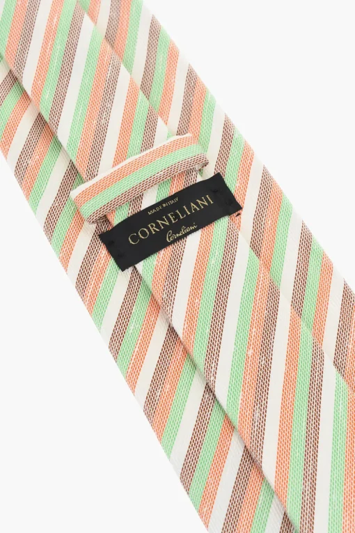 Outlet Cravatta con Motivo a Righe Oblique Uomo Cravatte