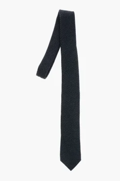 Outlet Cravatta in Cashmere motivo Bird's Eye Uomo Cravatte