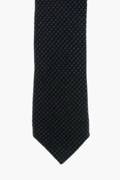 Outlet Cravatta in Cashmere motivo Bird's Eye Uomo Cravatte