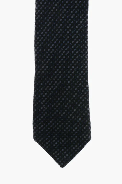 Outlet Cravatta in Cashmere motivo Bird's Eye Uomo Cravatte