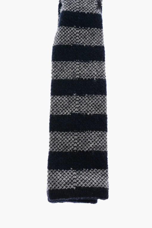 Clearance Cravatta in Maglia in Misto Cashmere a Righe Awning Uomo Cravatte
