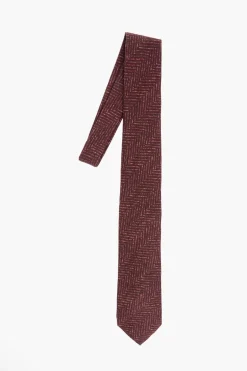 Hot Cravatta in Seta Motivo Herringbone Uomo Cravatte