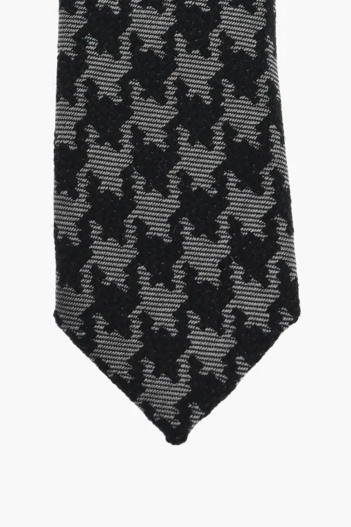 Discount Cravatta Slim in Misto Lana Pied de Poule Uomo Cravatte