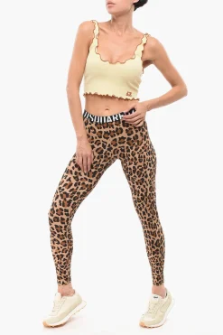 Crop Top a Costine con Logo Ricamato></noscript>Dsquared2 Hot