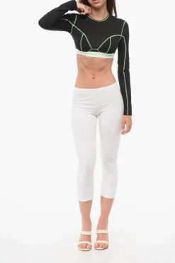 Crop Top a Maniche Lunghe con Cuiciture a Vista></noscript>Dsquared2 Fashion