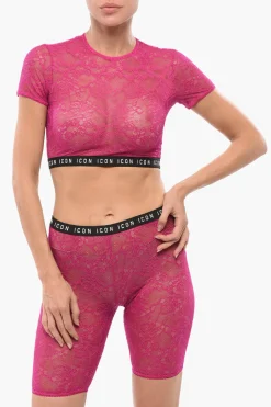 Crop Top in Pizzo con Elastico Logato>Dsquared2 Outlet