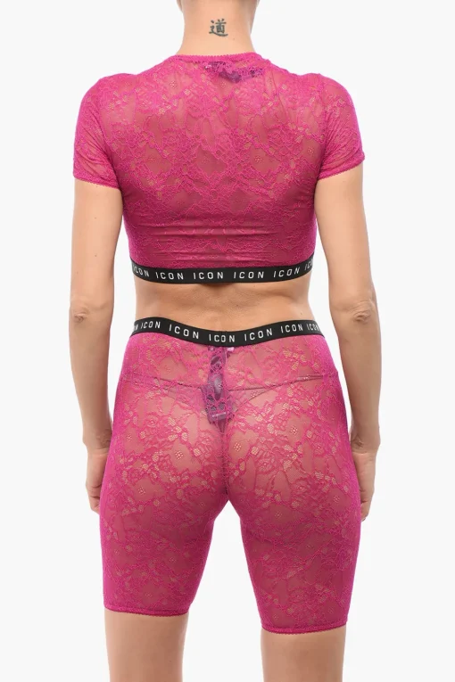 Crop Top in Pizzo con Elastico Logato>Dsquared2 Outlet