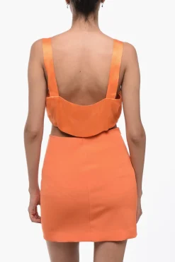 Discount Crop Top in Seta con Zip Laterale Donna T-Shirts E Tops