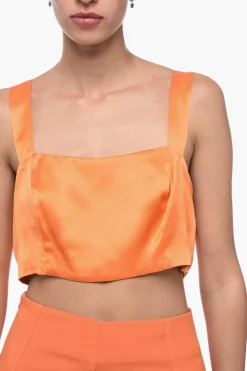 Discount Crop Top in Seta con Zip Laterale Donna T-Shirts E Tops