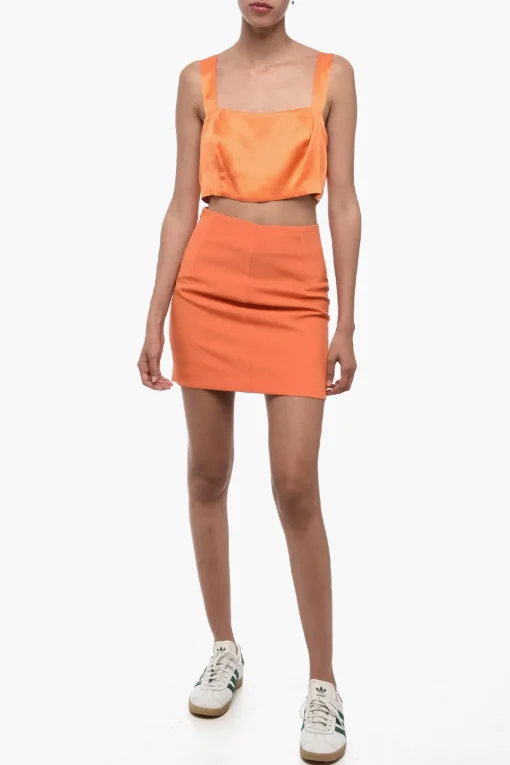 Discount Crop Top in Seta con Zip Laterale Donna T-Shirts E Tops