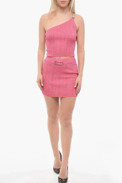 Crop Top Monospalla in Lurex con Cristalli></noscript>Alessandra Rich Clearance