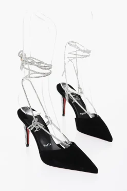 Outlet Decollete' ASTRID Lace Up in Suede con Strass 8,5cm Donna Scarpe Con Tacco