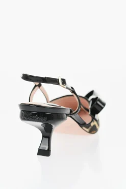 Decollete Slingback in Pelle Lucida e Tessuto a Fantasia Animalier con Fiocco 6cm>Roger Vivier Fashion