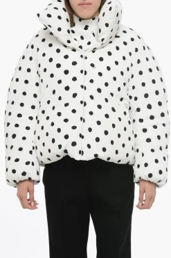 Sale DINGYUN ZANG Piumino Over Crop con Fantasia a Pois Donna Giubbotti